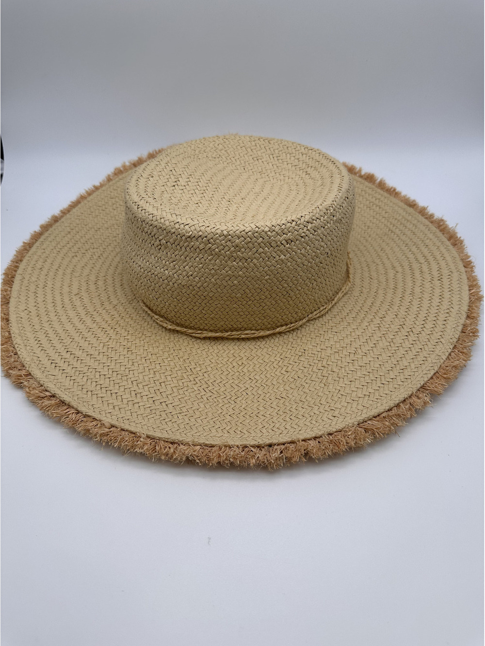 Ralph Lauren Wide Brim Straw Sun Hat with Fringed Edge